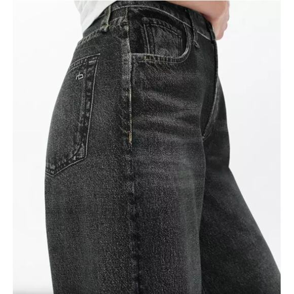 Rag Bone Pants Women 32 Miramar Sofie Wide Leg Cropped Black Sweatpant Jean Chic - Picture 4 of 16